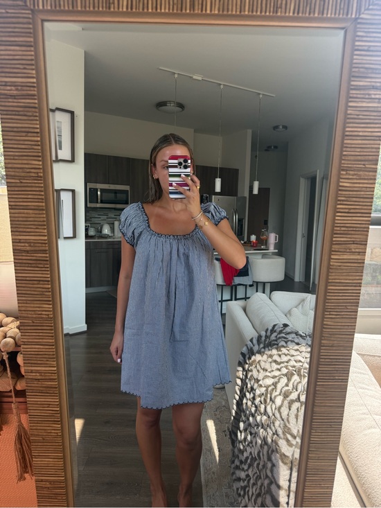 Rumored Dresses & Skirts - Rumored Blue Smocked Square-Neck Mini Dress